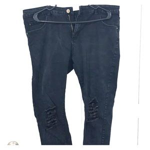 Long black skinny ripped jeans!  Flex fit!